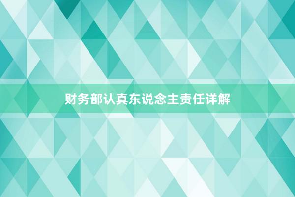 财务部认真东说念主责任详解